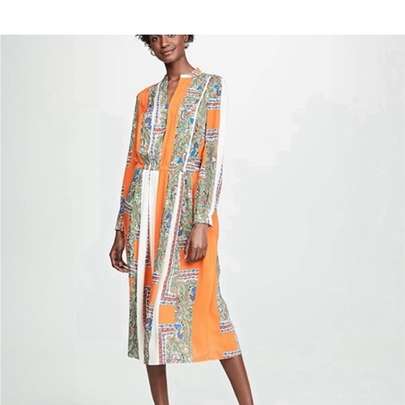 Orange Patterned Midi Dress - Picture 2 of 14